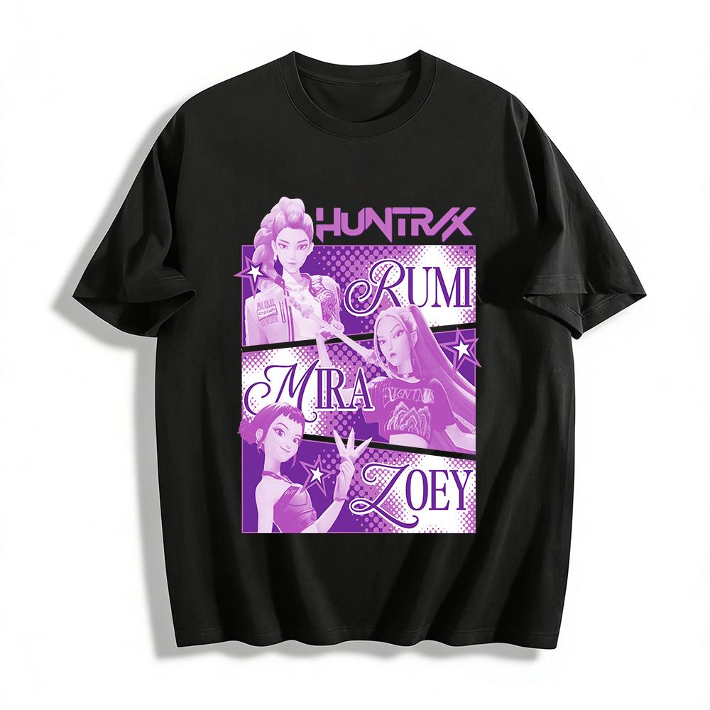 Huntrix Group Rumi Mira Zoey Print Casual T Shirt Trendy Character Graphic Tee For Fans Pure cotton T-shirt 6XL
Huntrix Group Rumi Mira Zoey Print Casual T Shirt Trendy Character Graphic Tee For Fans Pure cotton T-shirt 6XL