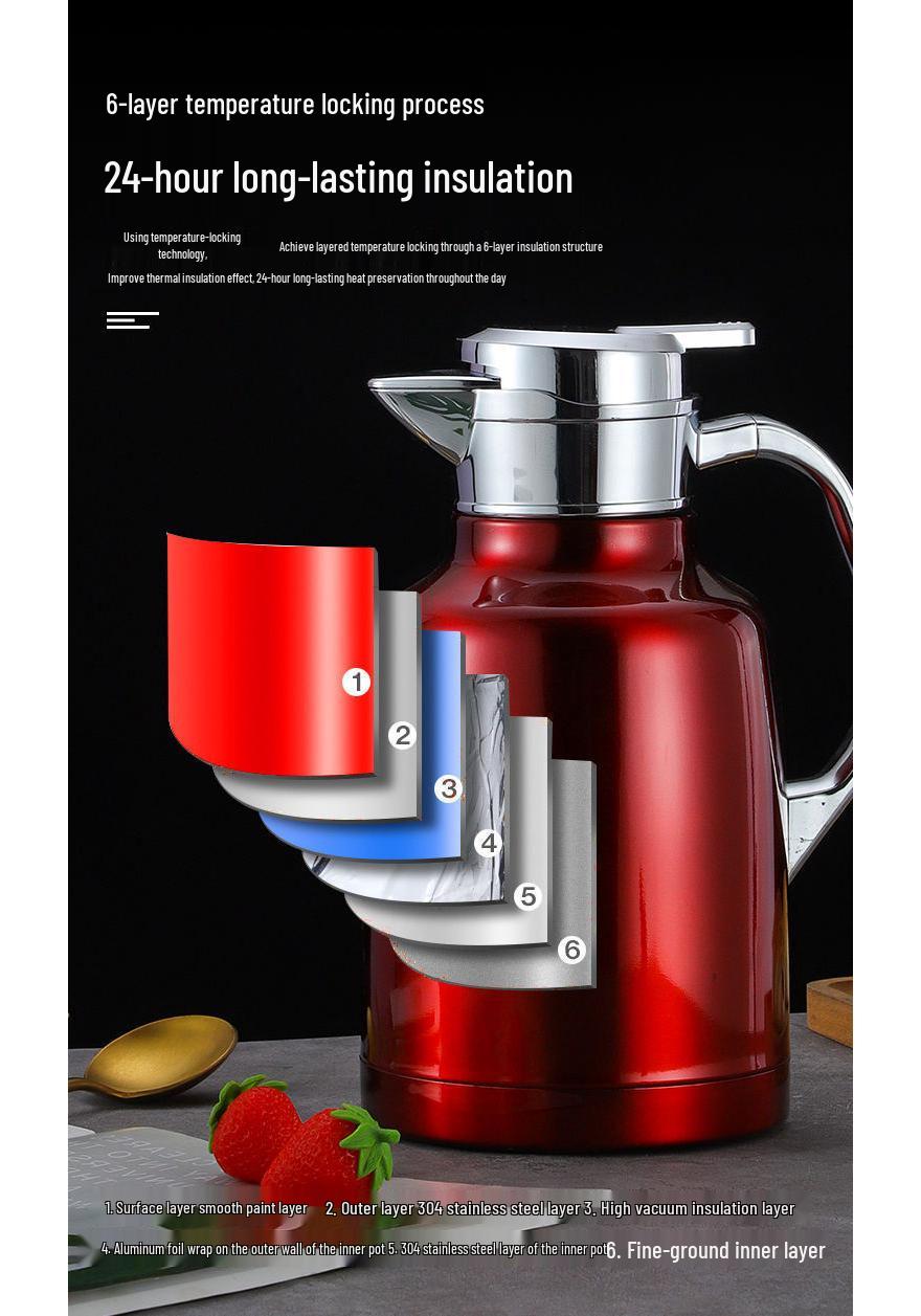 304 Stainless Steel Insulated Teapot and Coffee Thermos for Hotels and Restaurants Other
304 Stainless Steel Insulated Teapot and Coffee Thermos for Hotels and Restaurants Other