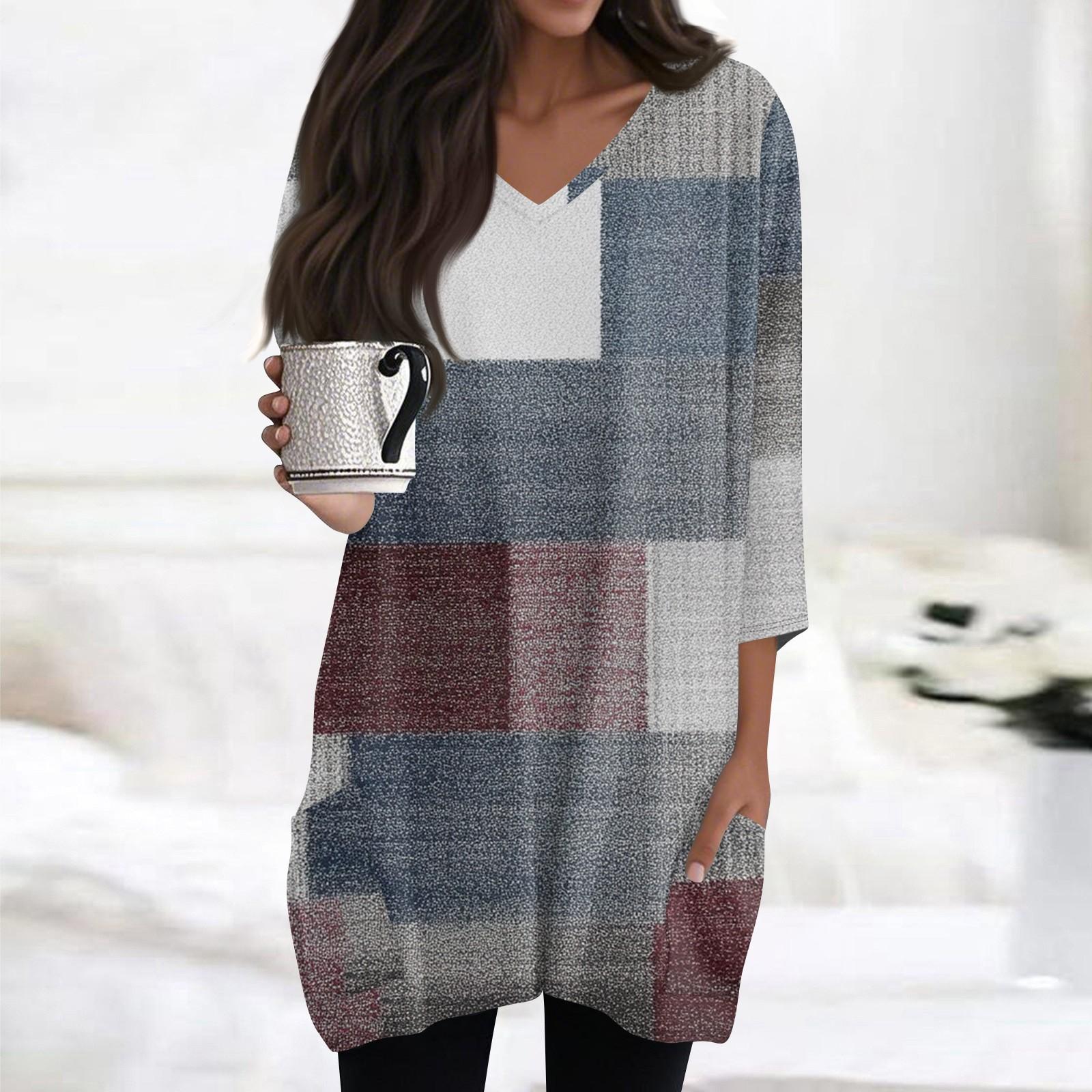 Женские топы с V-образным вырезом и рукавом 3/4 Блузки Повседневные рубашки средней длины Модные принты Туники Топы с карманами XXL
Женские топы с V-образным вырезом и рукавом 3/4 Блузки Повседневные рубашки средней длины Модные принты Туники Топы с карманами XXL