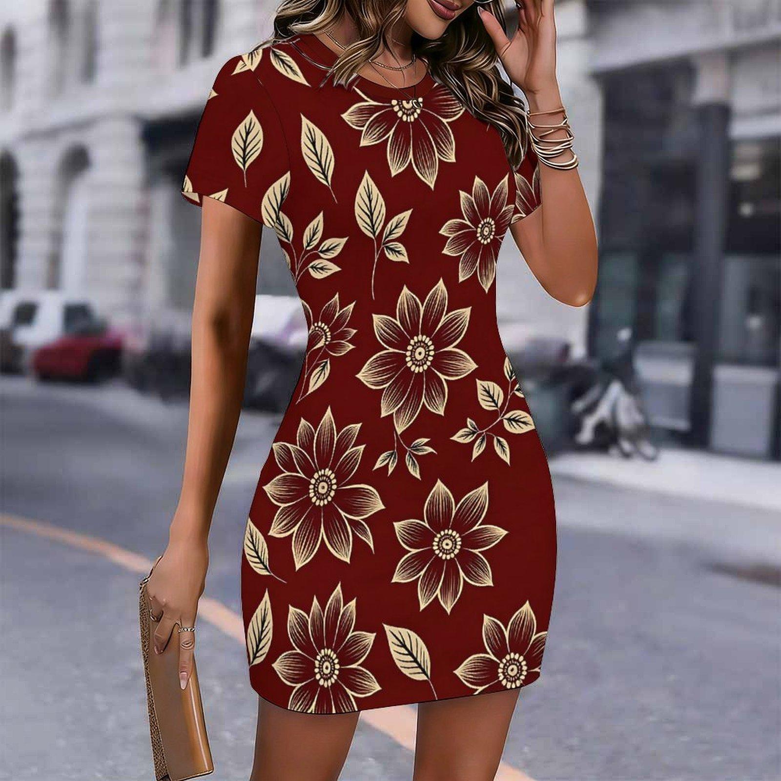 Fashion Womens Loose Diverse Flowers Pattern Print O Neck Short Sleeve Loose Streetwear A-line Dress S красный
Fashion Womens Loose Diverse Flowers Pattern Print O Neck Short Sleeve Loose Streetwear A-line Dress S красный