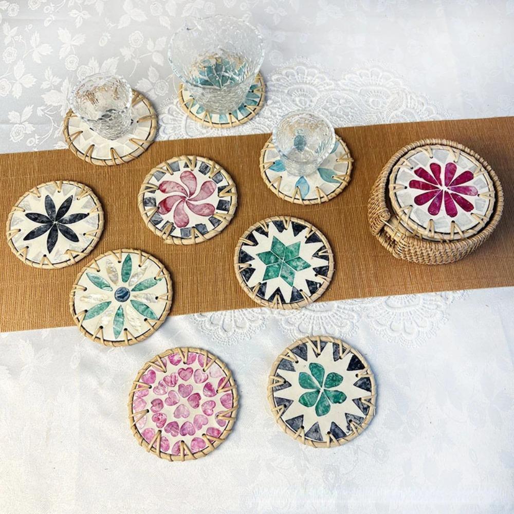 Colorful Rattan Shell Cup Mat 10cm Coaster Table Decoration Seashell Cup Mat Kitchen Style F
Colorful Rattan Shell Cup Mat 10cm Coaster Table Decoration Seashell Cup Mat Kitchen Style F