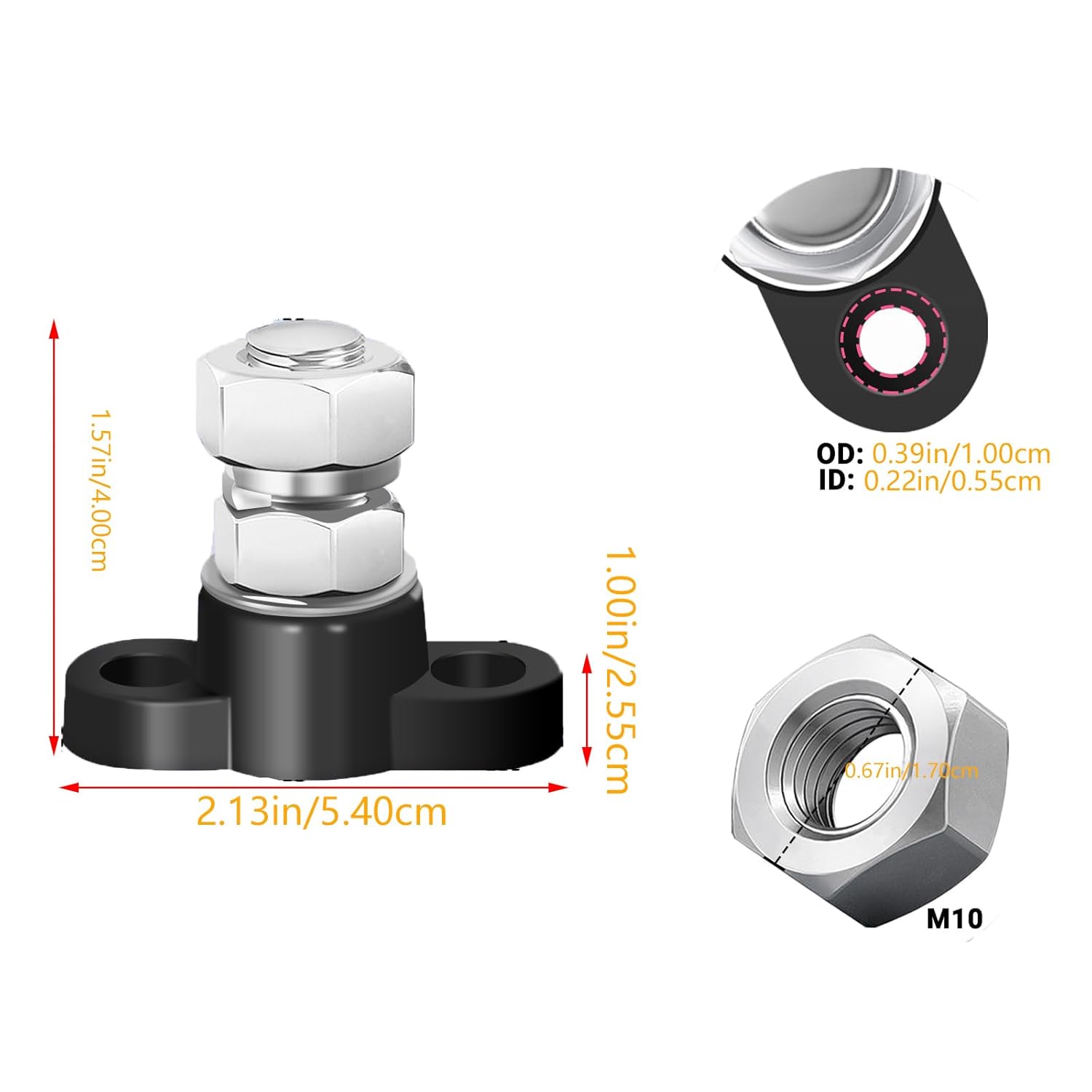 2 Pairs 3/8 Single Stud Battery Junction Posts Block Heavy-Duty Stainless Steel 12V Power Distribution Block Kit Power&Ground Battery Distribution
2 Pairs 3/8 Single Stud Battery Junction Posts Block Heavy-Duty Stainless Steel 12V Power Distribution Block Kit Power&Ground Battery Distribution