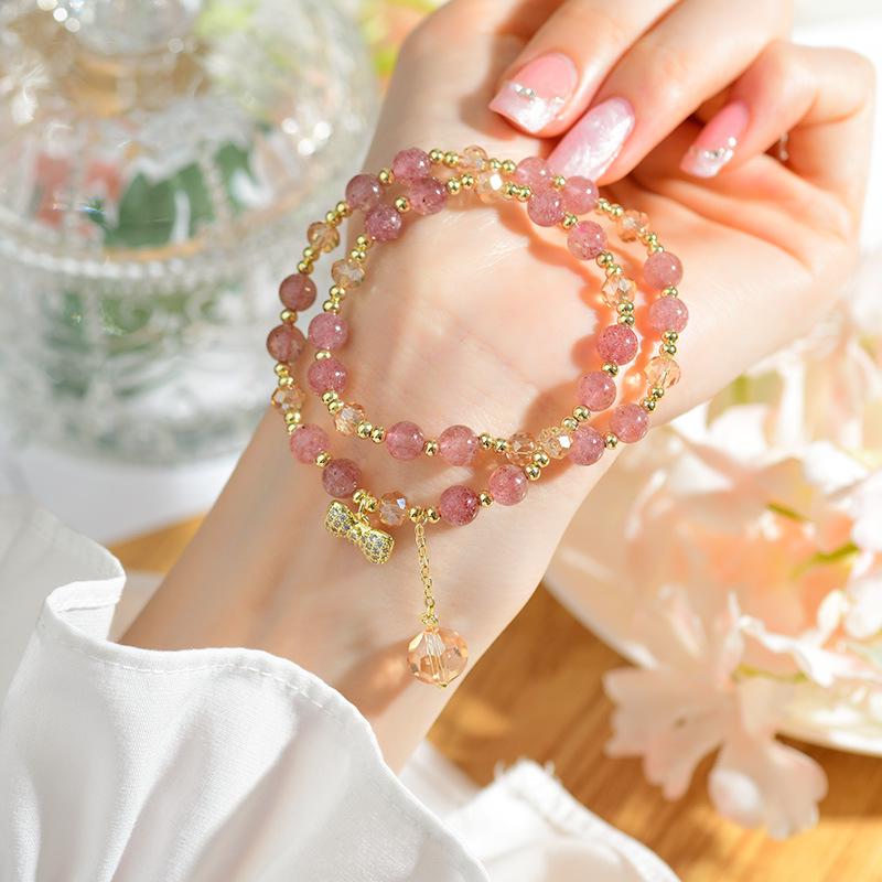 Natural Strawberry Crystal Double-Loop Bracelet with Bowknot - Fresh Fashion Style Women s Jewelry
Natural Strawberry Crystal Double-Loop Bracelet with Bowknot - Fresh Fashion Style Women s Jewelry