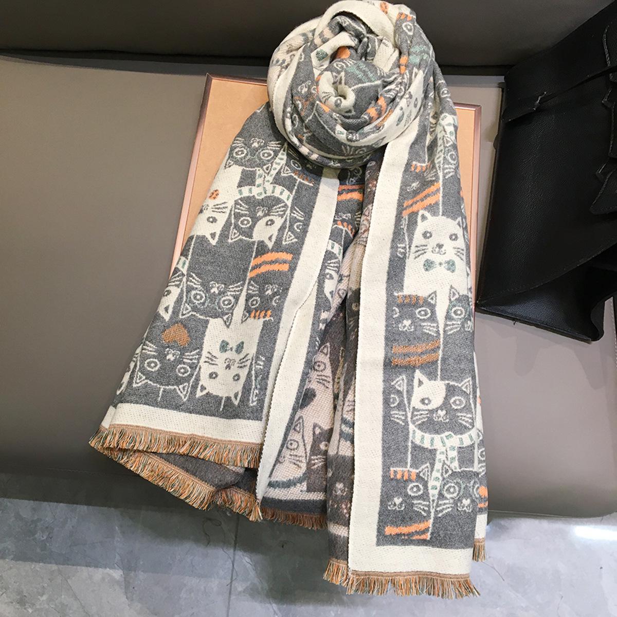 Мультяшный кот Кашемировый шарф с кисточками и шаль - Женский осенне-зимний двусторонний длинный стиль Above 175cm
Мультяшный кот Кашемировый шарф с кисточками и шаль - Женский осенне-зимний двусторонний длинный стиль Above 175cm