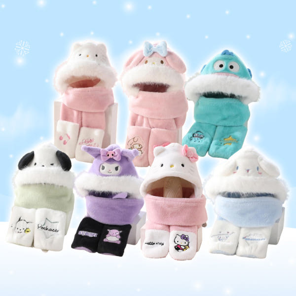 Sanrio Hat Scarf Set Gloves Cinnamon Roll Kuromi Belboa 3-Piece Insulation Wool Hat Winter Insulation pochacco
Sanrio Hat Scarf Set Gloves Cinnamon Roll Kuromi Belboa 3-Piece Insulation Wool Hat Winter Insulation pochacco