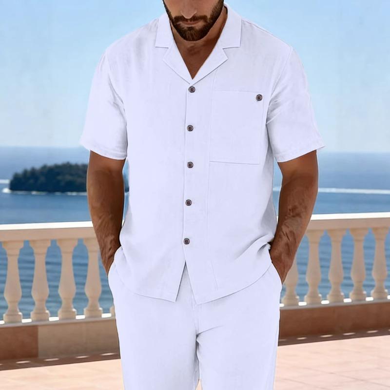 Men s Cuban Collar Cotton Linen Short Sleeve Shirt and Pants Set S
Men s Cuban Collar Cotton Linen Short Sleeve Shirt and Pants Set S