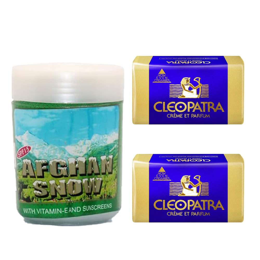 RSINC Afghan Snow Winter Skin Cream Made in India | Cleopatra Beauty Soap Pack 2x120g saudi arabia UAE (Pack Of 2)
RSINC Afghan Snow Winter Skin Cream Made in India | Cleopatra Beauty Soap Pack 2x120g saudi arabia UAE (Pack Of 2)