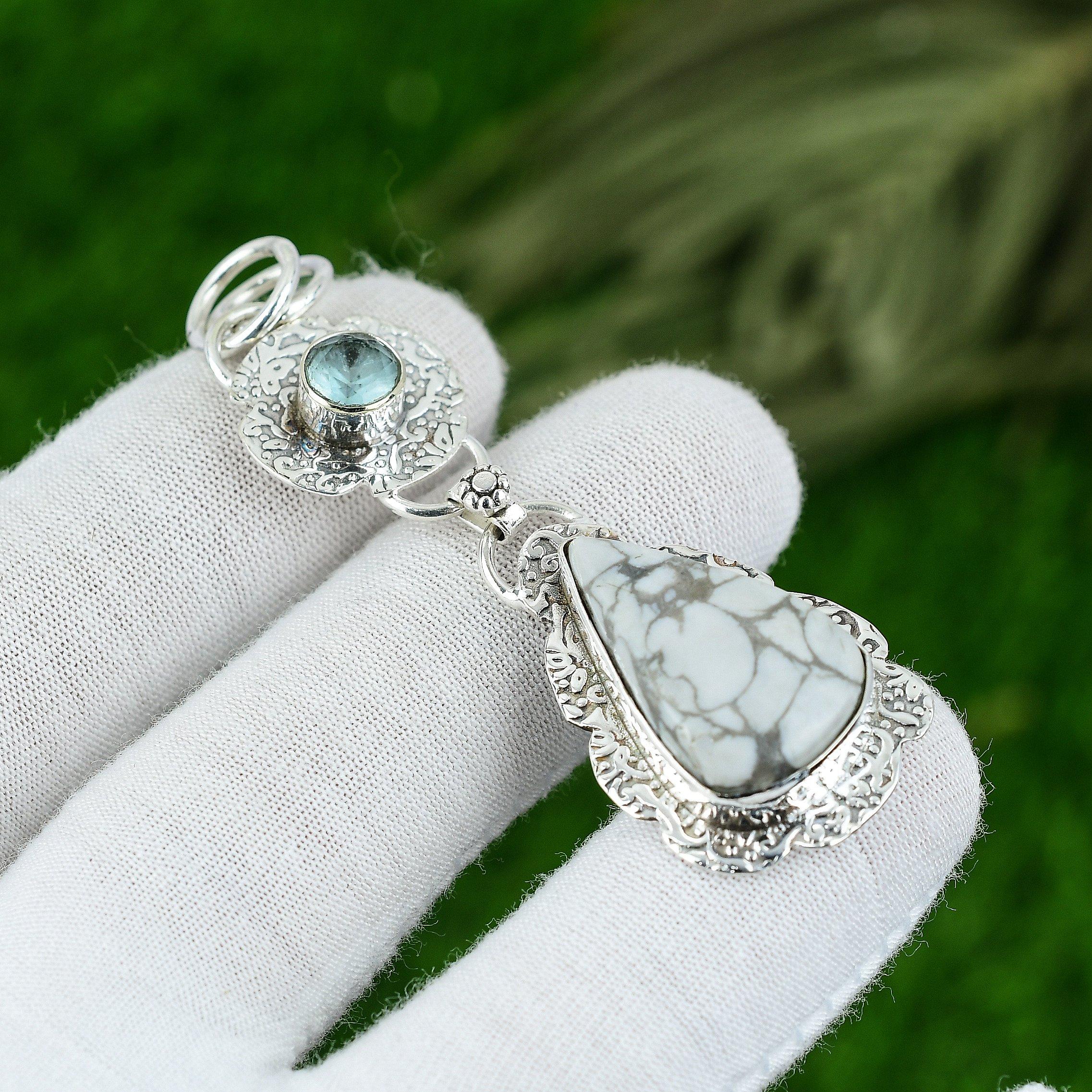 Wedding Gift For Her 925 Sterling Silver Natural Howlite Gemstone Pendant
Wedding Gift For Her 925 Sterling Silver Natural Howlite Gemstone Pendant