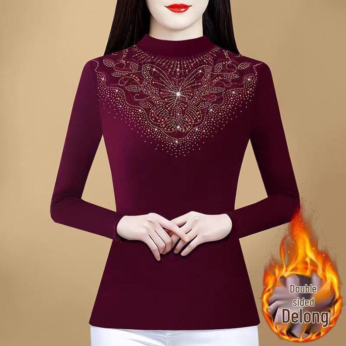 Autumn/Winter Elegant Embroidered Lace Long Sleeve Top with Hot Drill Details - Age-Reducing and Tummy-Covering Design for Women L
Autumn/Winter Elegant Embroidered Lace Long Sleeve Top with Hot Drill Details - Age-Reducing and Tummy-Covering Design for Women L