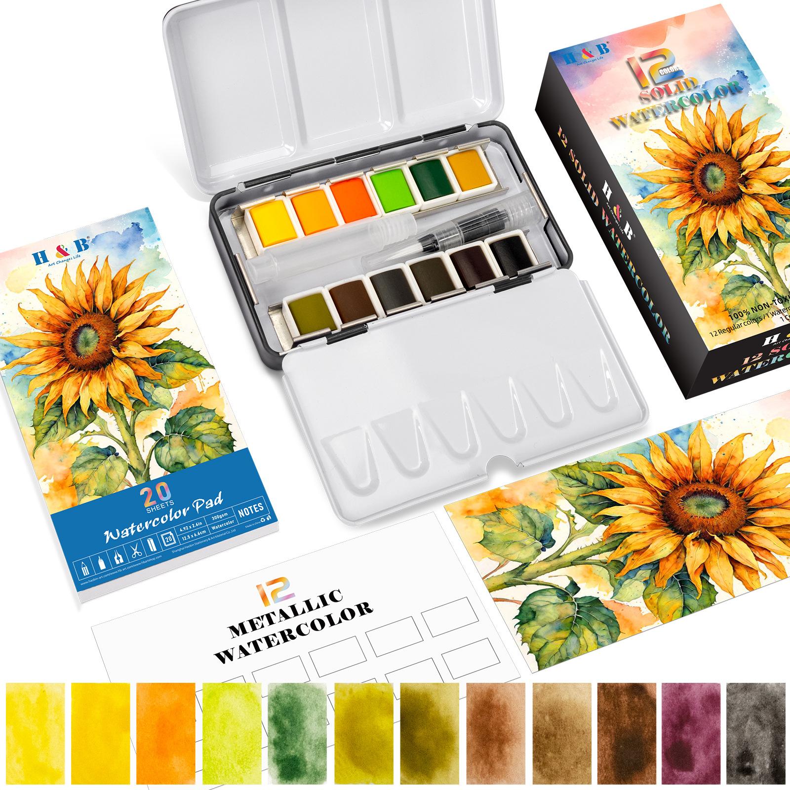 12-Color Solid Watercolor Set Mini Travel Palette for Beginners Sketching Art Journaling 12-color watercolor
12-Color Solid Watercolor Set Mini Travel Palette for Beginners Sketching Art Journaling 12-color watercolor
