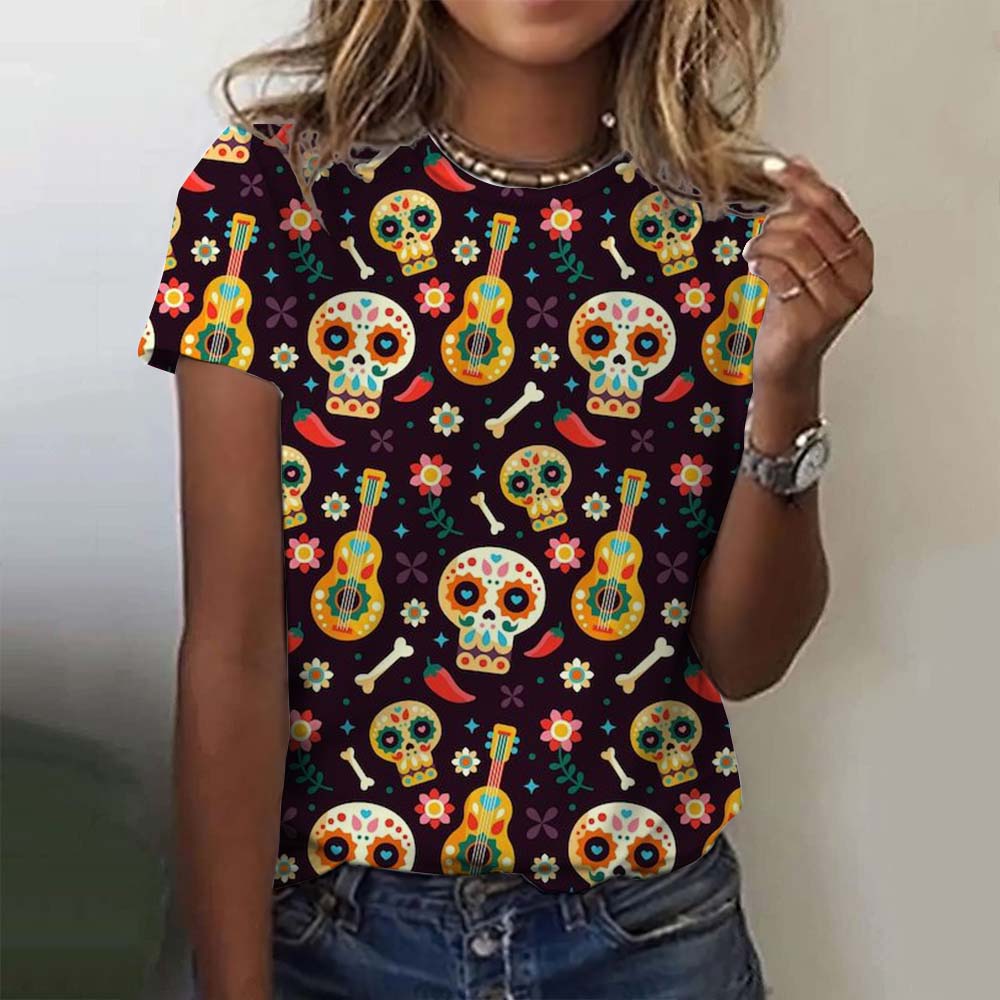 Summer Round Neck 3D Colorful Skull Pattern Print Top Fashionable Casual Short Sleeved Women s T-shirts 6XL
Summer Round Neck 3D Colorful Skull Pattern Print Top Fashionable Casual Short Sleeved Women s T-shirts 6XL