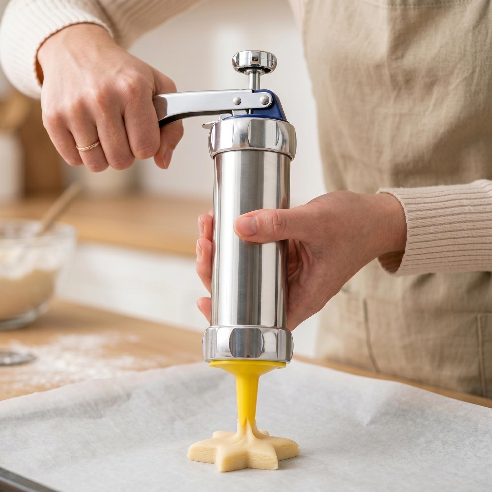 Cookie Press Set with 20 Stainless Steel Disc Shapes and 4 Icing Nozzles for Baking and Decorating Biscuits Cakes Pastries One Size серебряный
Cookie Press Set with 20 Stainless Steel Disc Shapes and 4 Icing Nozzles for Baking and Decorating Biscuits Cakes Pastries One Size серебряный