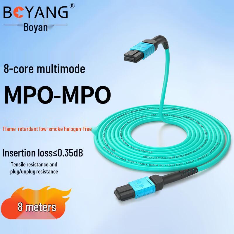 Boyang 8-Core MPO-MPO OM4 Multimode Fiber Optic Patch Cable
Boyang 8-Core MPO-MPO OM4 Multimode Fiber Optic Patch Cable