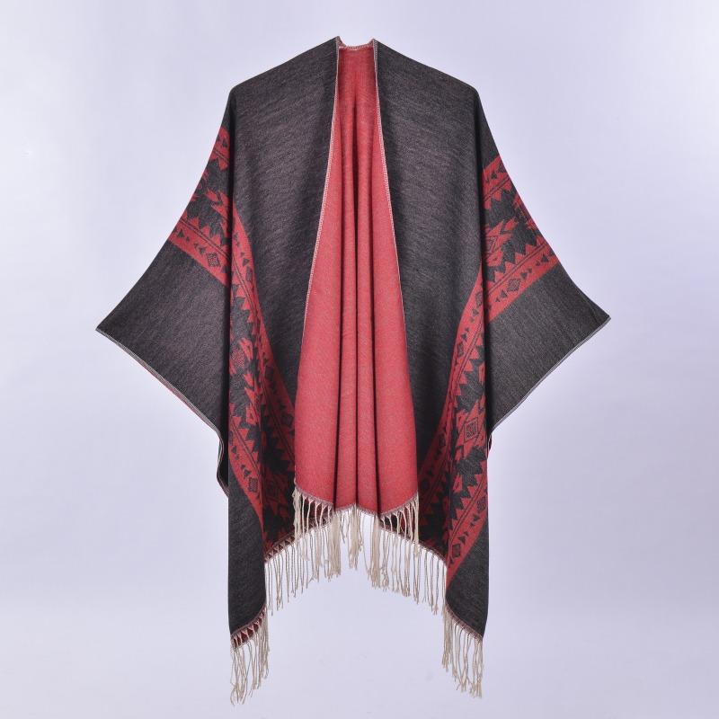 New autumn and winter shawl scarf new jacquard fringed knitted cape cape retro ethnic 130x150cm
New autumn and winter shawl scarf new jacquard fringed knitted cape cape retro ethnic 130x150cm