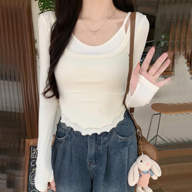 Fashion Color blocked fake two pieces Irregular Women T-shirt spring autumn long Sleeve casual Solid Slim t shirt Ladies y2k Top S
Fashion Color blocked fake two pieces Irregular Women T-shirt spring autumn long Sleeve casual Solid Slim t shirt Ladies y2k Top S