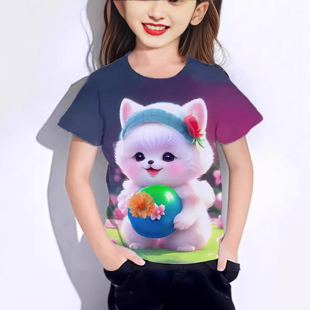 Summer Round Neck 3D Cat Print Top Fashionable and Casual Short Sleeved Children s Girl T-shirts 170
Summer Round Neck 3D Cat Print Top Fashionable and Casual Short Sleeved Children s Girl T-shirts 170