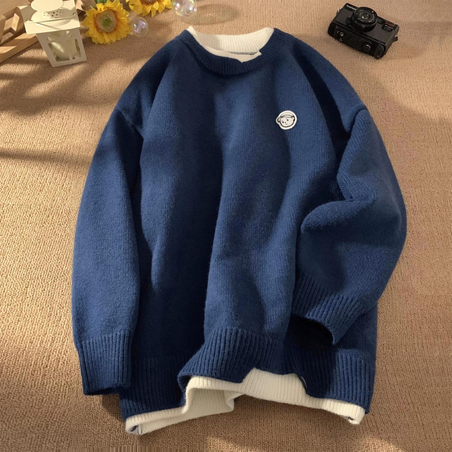 Men s Retro Faux Two-Piece Round Neck Sweater - Autumn/Winter Casual Knitwear. XL темно-синього кольору
Men s Retro Faux Two-Piece Round Neck Sweater - Autumn/Winter Casual Knitwear. XL темно-синього кольору