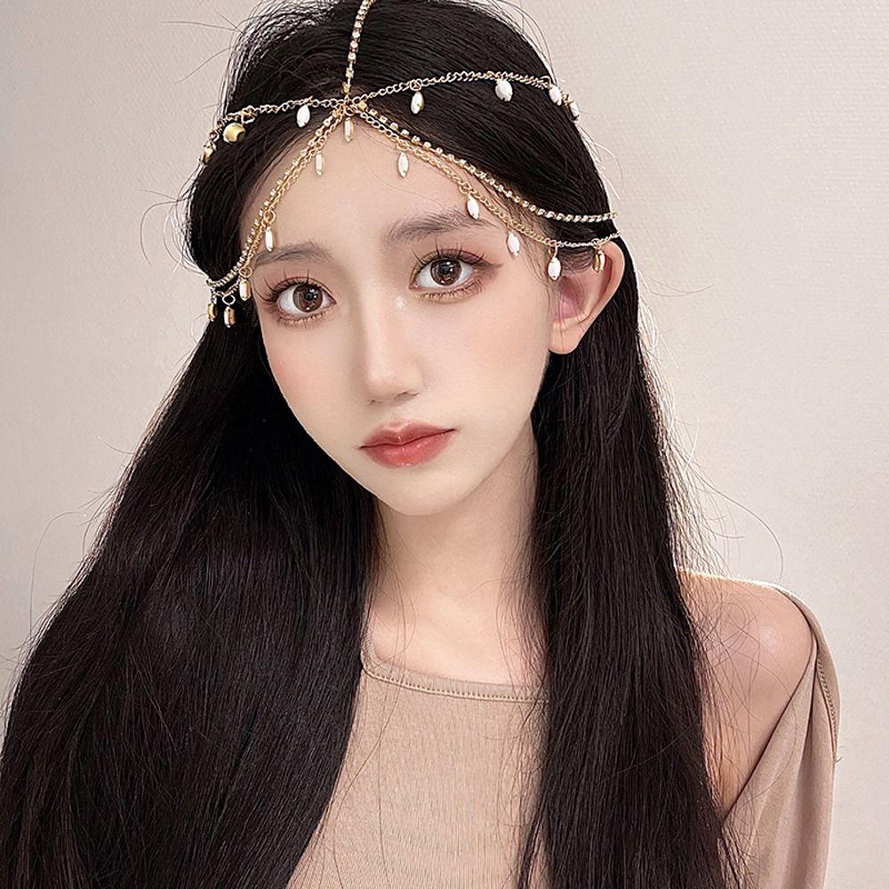 Hanfu Headwear Fashion Hair Hoop Crystal Forehead Chain Bohemia Headbands Women Head Chain Tassel C
Hanfu Headwear Fashion Hair Hoop Crystal Forehead Chain Bohemia Headbands Women Head Chain Tassel C