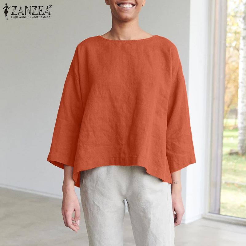 ZANZEA Женская повседневная летняя блузка с круглым вырезом и рукавами 3/4, свободные топы
ZANZEA Женская повседневная летняя блузка с круглым вырезом и рукавами 3/4, свободные топы