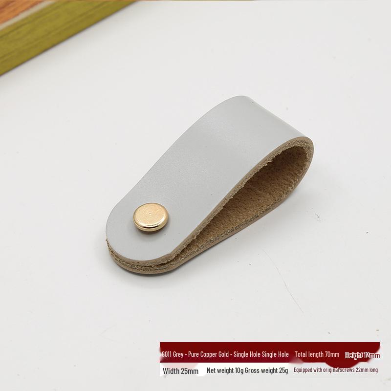 Leather Handle for Cabinet Door and Drawer - Single Hole, Pure Copper Accents
Leather Handle for Cabinet Door and Drawer - Single Hole, Pure Copper Accents
