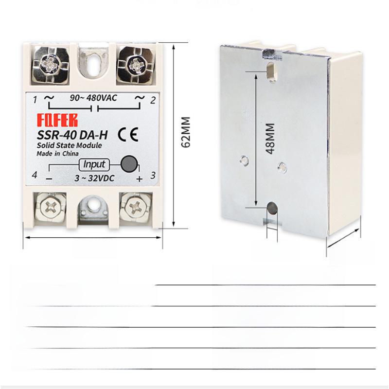 Твердотільні реле змінного струму з керуванням постійним струмом, 25A-100A, SSR-40DA/60DA/80DA/100DA-H, однофазне VA SSR-10DA-H High Pressure Type
Твердотільні реле змінного струму з керуванням постійним струмом, 25A-100A, SSR-40DA/60DA/80DA/100DA-H, однофазне VA SSR-10DA-H High Pressure Type