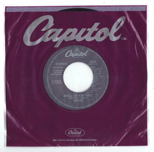 7inch Record WINGS Mull Of Kintyre Girls School 4504 Capitol Records Canada Rock Used
7inch Record WINGS Mull Of Kintyre Girls School 4504 Capitol Records Canada Rock Used