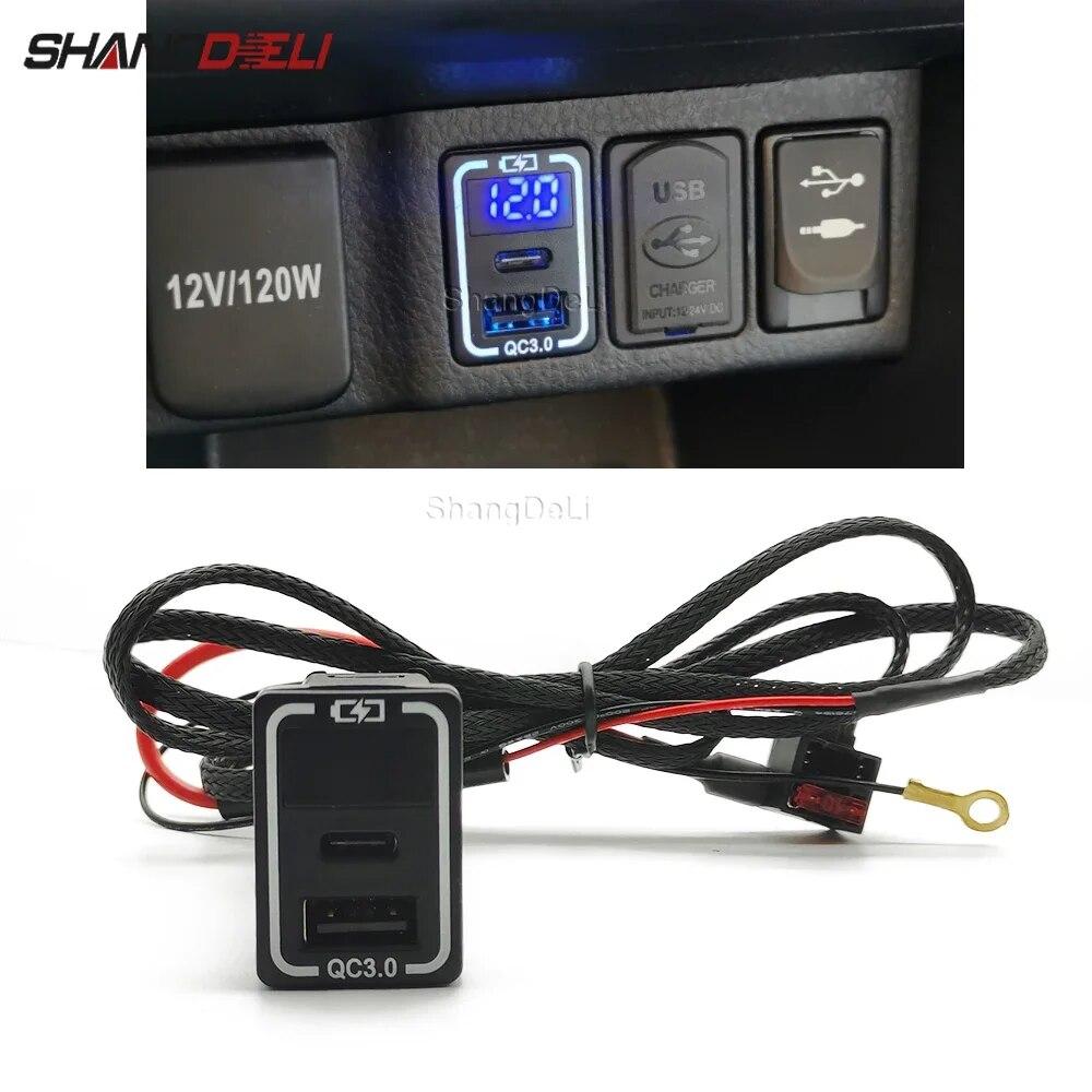 Модернизированное QC3.0 USB Type-C интерфейс быстрой зарядки, розетка с дисплеем напряжения, зарядное устройство для Toyota Rav4 prado 150 Corolla Hilux
Модернизированное QC3.0 USB Type-C интерфейс быстрой зарядки, розетка с дисплеем напряжения, зарядное устройство для Toyota Rav4 prado 150 Corolla Hilux