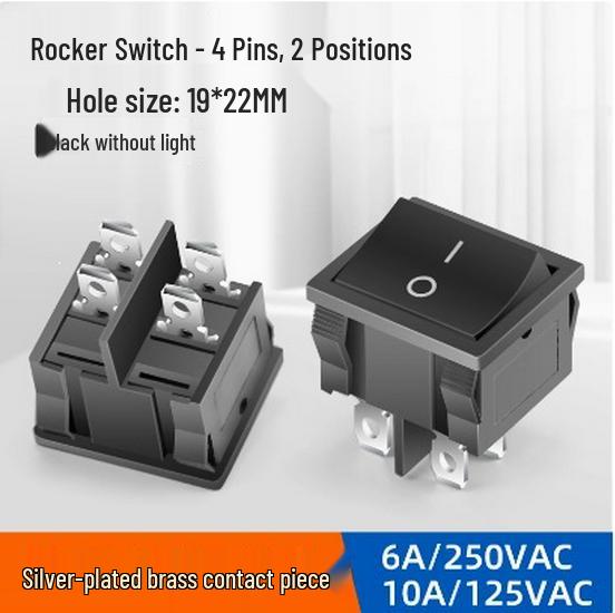 KCD5 Black Rocker Switch, 4/6 Pins, 2/3-Position, Red/Green Light, Double Pole, 6A 250V.
KCD5 Black Rocker Switch, 4/6 Pins, 2/3-Position, Red/Green Light, Double Pole, 6A 250V.