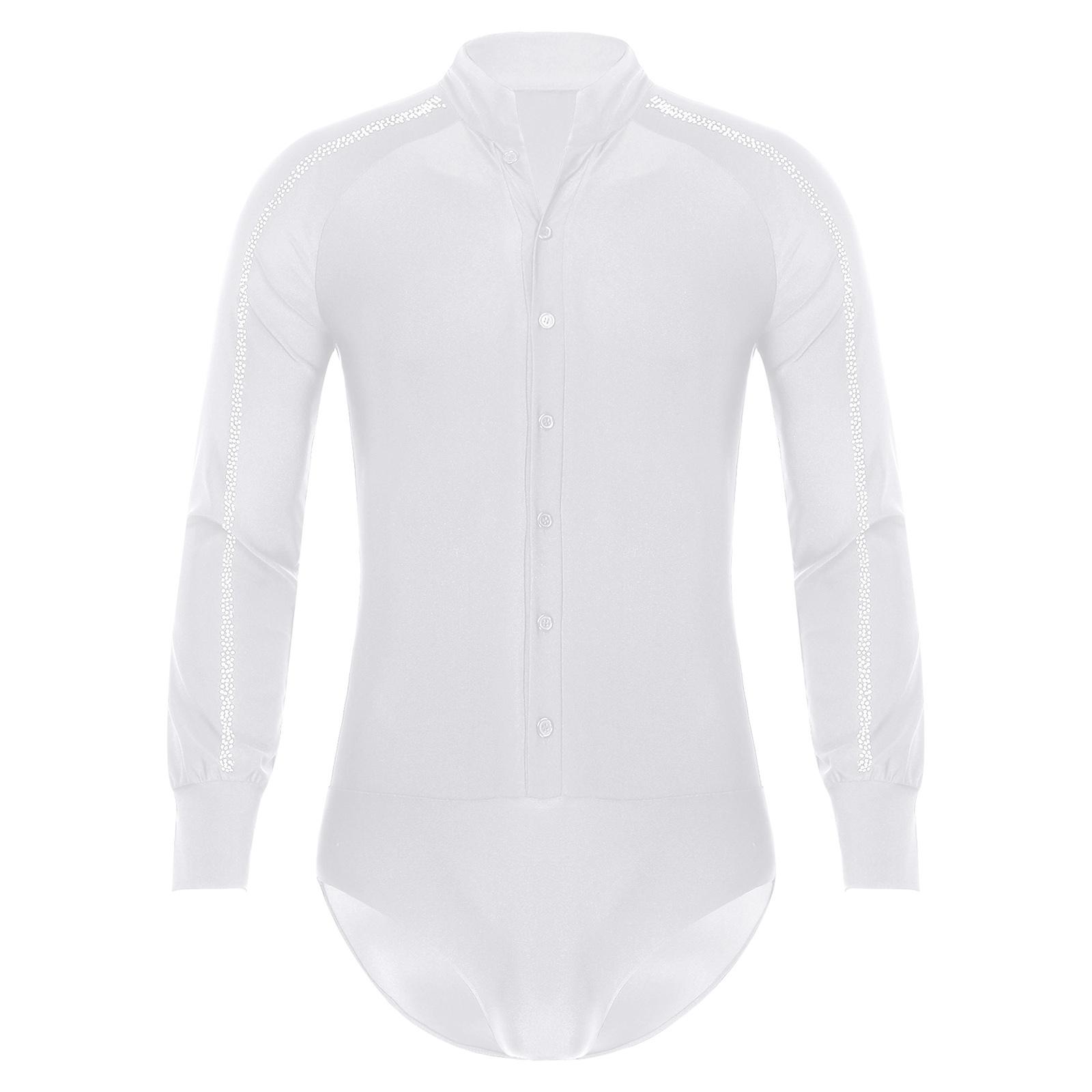 Чоловіча сорочка для латиноамериканських танців рукав реглан стійка комір застібка на ґудзики блискучі стрази трико для змагань XL білий
Чоловіча сорочка для латиноамериканських танців рукав реглан стійка комір застібка на ґудзики блискучі стрази трико для змагань XL білий