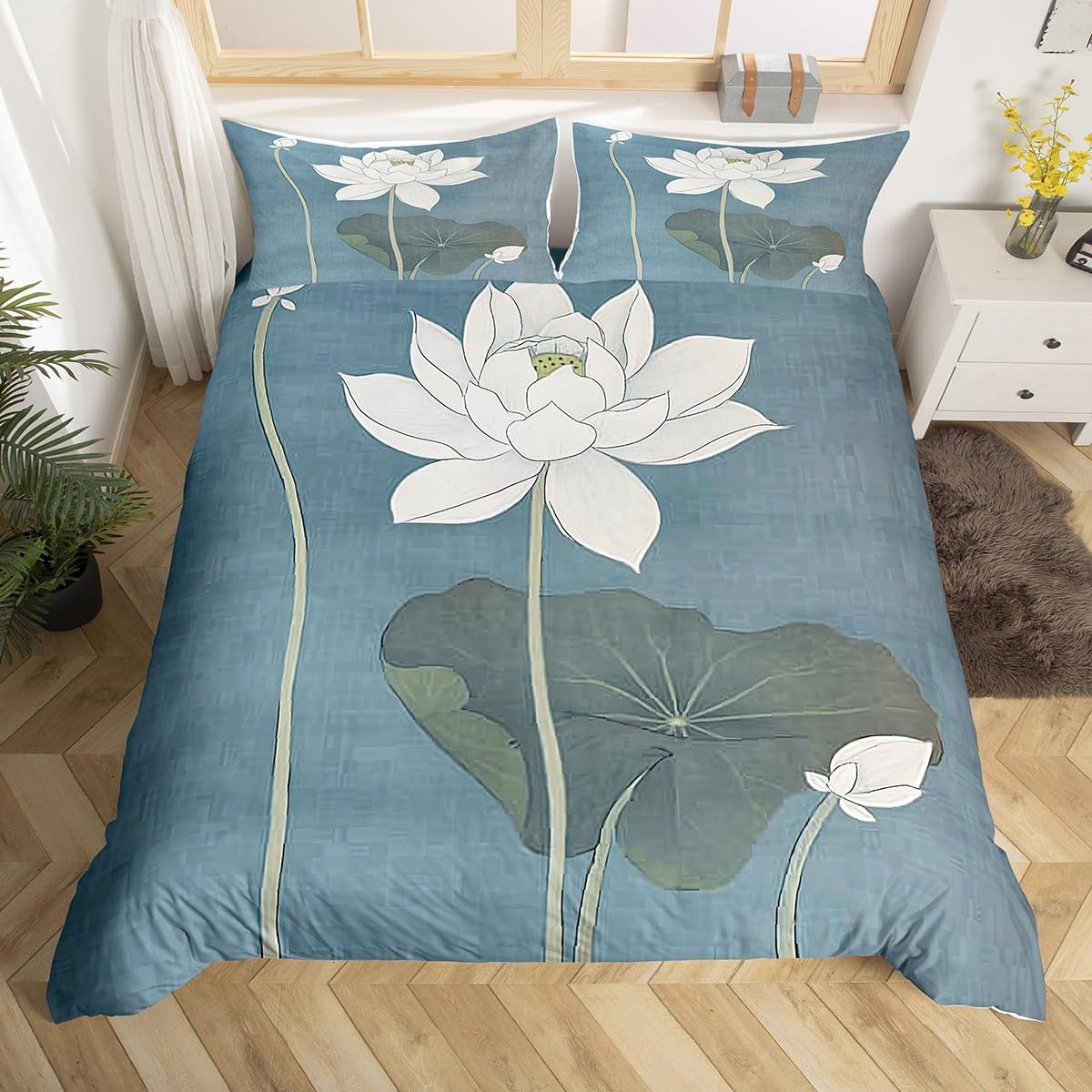 Lotus Duvet Cover, Water Lily Bedding Set, Lotus Leaf Quilt Cover, Summer Theme Print Comforter Cover For Girl Women Twin King EU Single(135x200cm)
Lotus Duvet Cover, Water Lily Bedding Set, Lotus Leaf Quilt Cover, Summer Theme Print Comforter Cover For Girl Women Twin King EU Single(135x200cm)