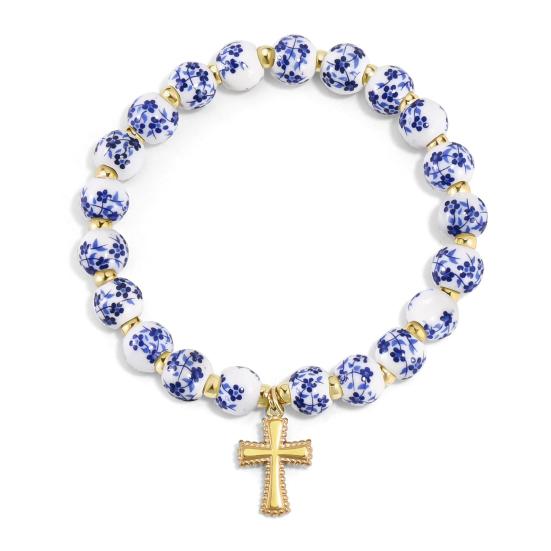 Women Bracelet Blue White Ceramic Beads Decor Elastic Rope Bracelet with Stainless Steel Charm Wristwear Jewelry Accessory
Women Bracelet Blue White Ceramic Beads Decor Elastic Rope Bracelet with Stainless Steel Charm Wristwear Jewelry Accessory