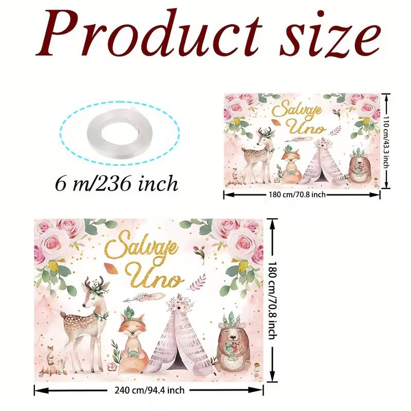 2D Woodland Animals Salvaje Uno Backdrop 1st Birthday Party Banner 47.2x31.5inch/120*80cm
2D Woodland Animals Salvaje Uno Backdrop 1st Birthday Party Banner 47.2x31.5inch/120*80cm