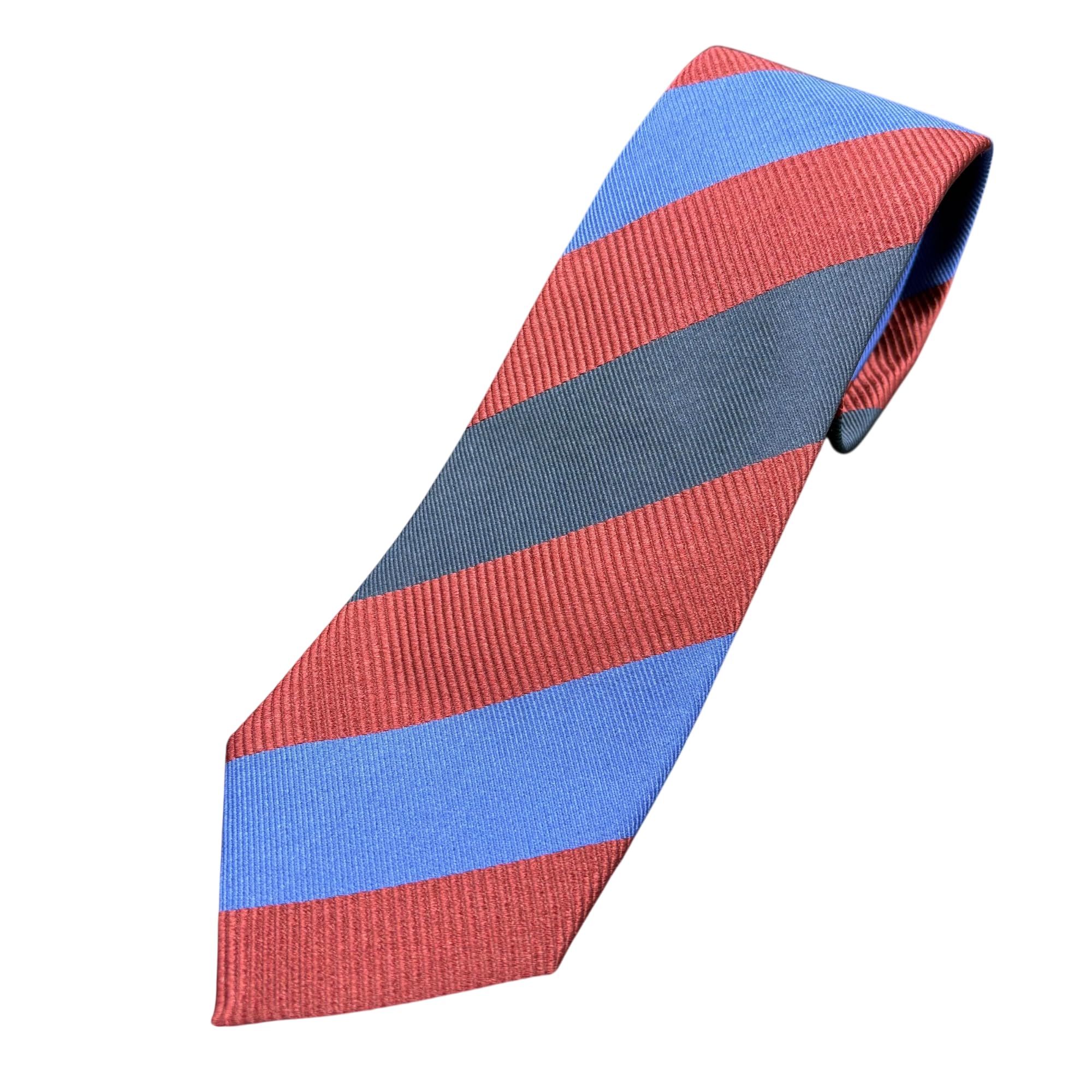 Matsumoto Co., Ltd. Italian-made, 100% silk, regimental stripe tie, brownnavyroyal blue, business.
Matsumoto Co., Ltd. Italian-made, 100% silk, regimental stripe tie, brownnavyroyal blue, business.
