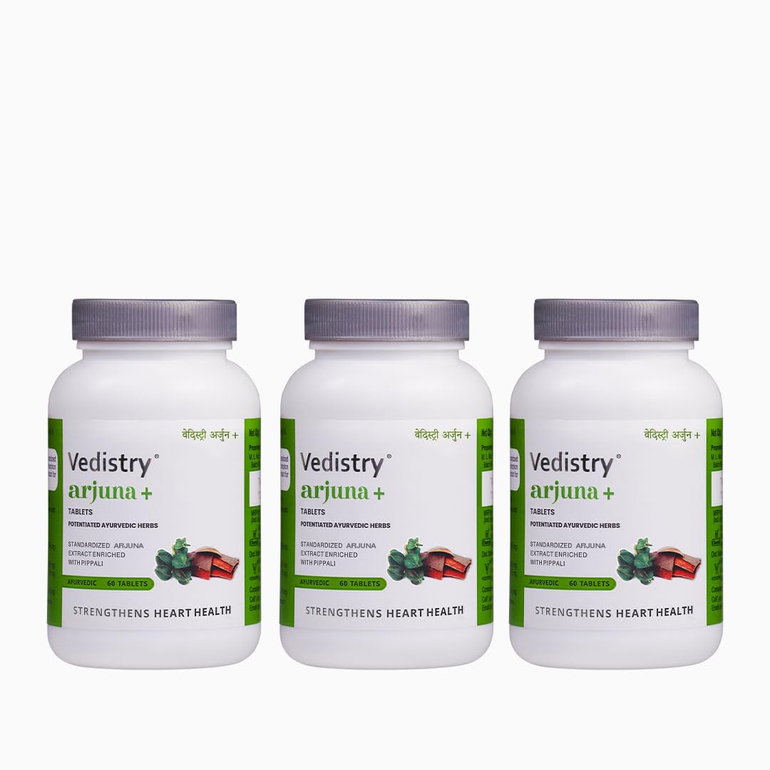 Vedistry Arjuna Tablets For Heart, Promotes Heart Health | 60 Tablets 100gm 0.2lbs Each Pack Of 3
Vedistry Arjuna Tablets For Heart, Promotes Heart Health | 60 Tablets 100gm 0.2lbs Each Pack Of 3