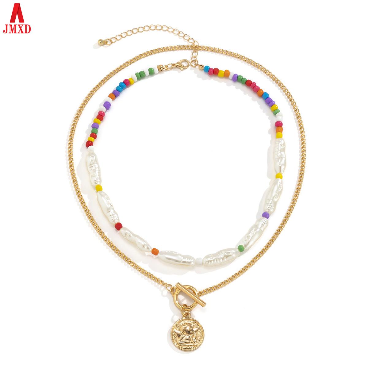 JMXD-Pastoral Simple Imitation Pearl Irregular Stacking Necklace Retro Rice Bead Portrait OT Buckle Pendant, Jewelry
JMXD-Pastoral Simple Imitation Pearl Irregular Stacking Necklace Retro Rice Bead Portrait OT Buckle Pendant, Jewelry
