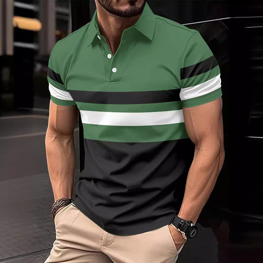 Summer New Men s T-shirt Daily Casual Lapel Striped Short-sleeved Tops XXXL зелений
Summer New Men s T-shirt Daily Casual Lapel Striped Short-sleeved Tops XXXL зелений