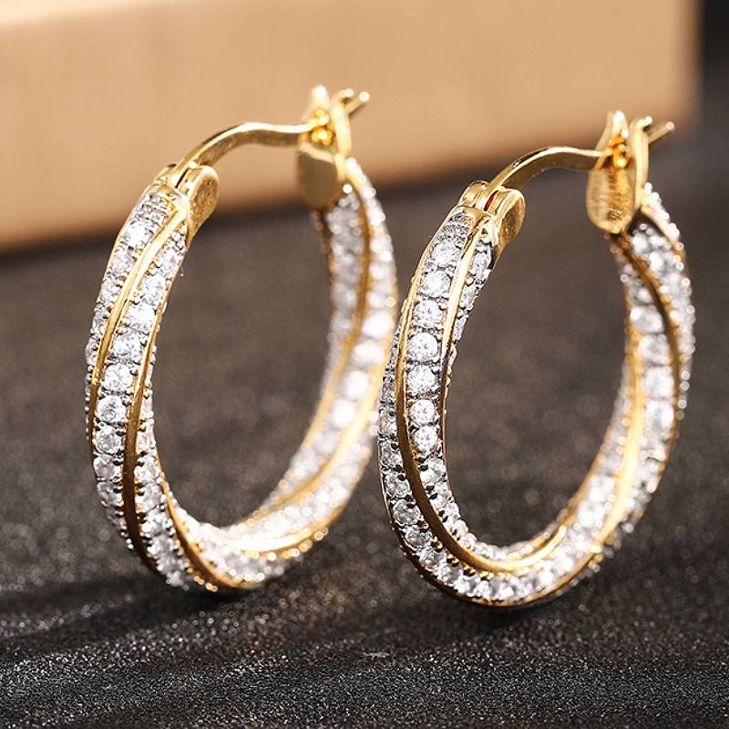 Huitan Elegant Women Two Tone Hoop Earrings Twist Design Inlaid Brilliant CZ Fashion Party Wedding Accessories Charming Zircon
Huitan Elegant Women Two Tone Hoop Earrings Twist Design Inlaid Brilliant CZ Fashion Party Wedding Accessories Charming Zircon
