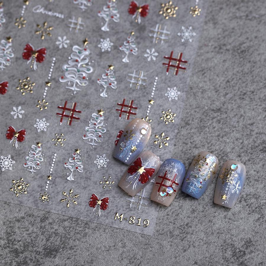 Christmas Bow Frosted Nail Stickers - Embossed Ferrite Self-Adhesive, Hot Stamping Series M-819
Christmas Bow Frosted Nail Stickers - Embossed Ferrite Self-Adhesive, Hot Stamping Series M-819