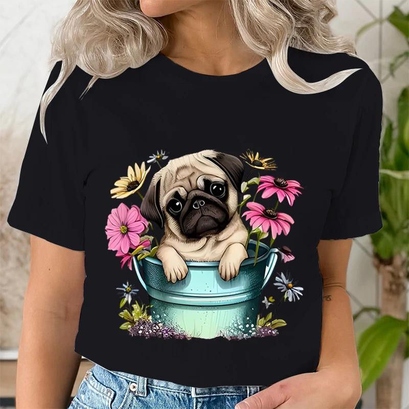 Floral Dog TShirt Women Garden Puppy Graphic Tee Round Neck Summer Short Sleeve Tee Puppie Pug Casual Tops Dog Lover TShirts S
Floral Dog TShirt Women Garden Puppy Graphic Tee Round Neck Summer Short Sleeve Tee Puppie Pug Casual Tops Dog Lover TShirts S