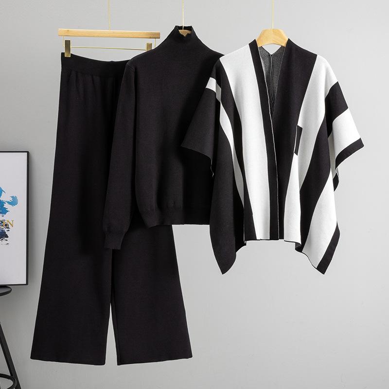 2025 Новый контрастный цвет Французский ленивый полосатый шаль-свитер Набор из трех предметов Популярный полосатый модный свитер Женский One Size чёрный
2025 Новый контрастный цвет Французский ленивый полосатый шаль-свитер Набор из трех предметов Популярный полосатый модный свитер Женский One Size чёрный