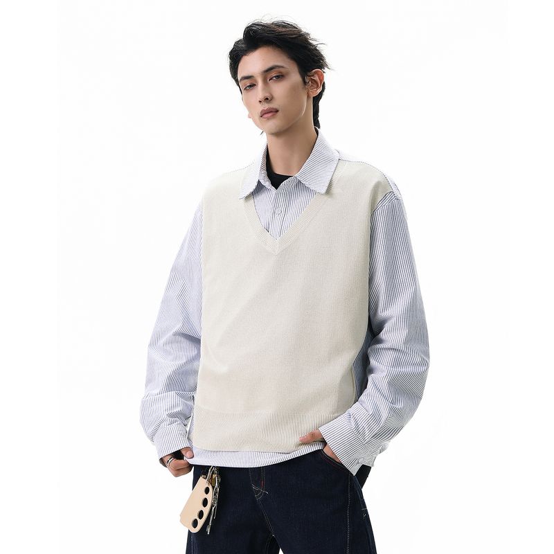 Acrardic Old Money Style Striped Knit Fake Two-Piece Long-Sleeve Shirt for Men, American High-Fashion Loose Patchwork Shirt Apricot X L
Acrardic Old Money Style Striped Knit Fake Two-Piece Long-Sleeve Shirt for Men, American High-Fashion Loose Patchwork Shirt Apricot X L