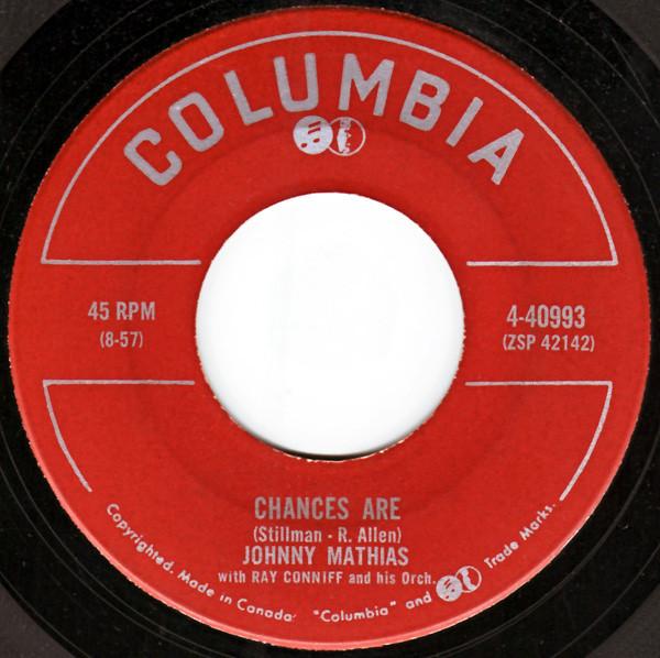 7inch Record JOHNNY MATHIS, RAY CONNIFF & HIS OR - Chances Are / The Twelfth Of Never 440993 Columbia 1957 Canada Pop Used
7inch Record JOHNNY MATHIS, RAY CONNIFF & HIS OR - Chances Are / The Twelfth Of Never 440993 Columbia 1957 Canada Pop Used