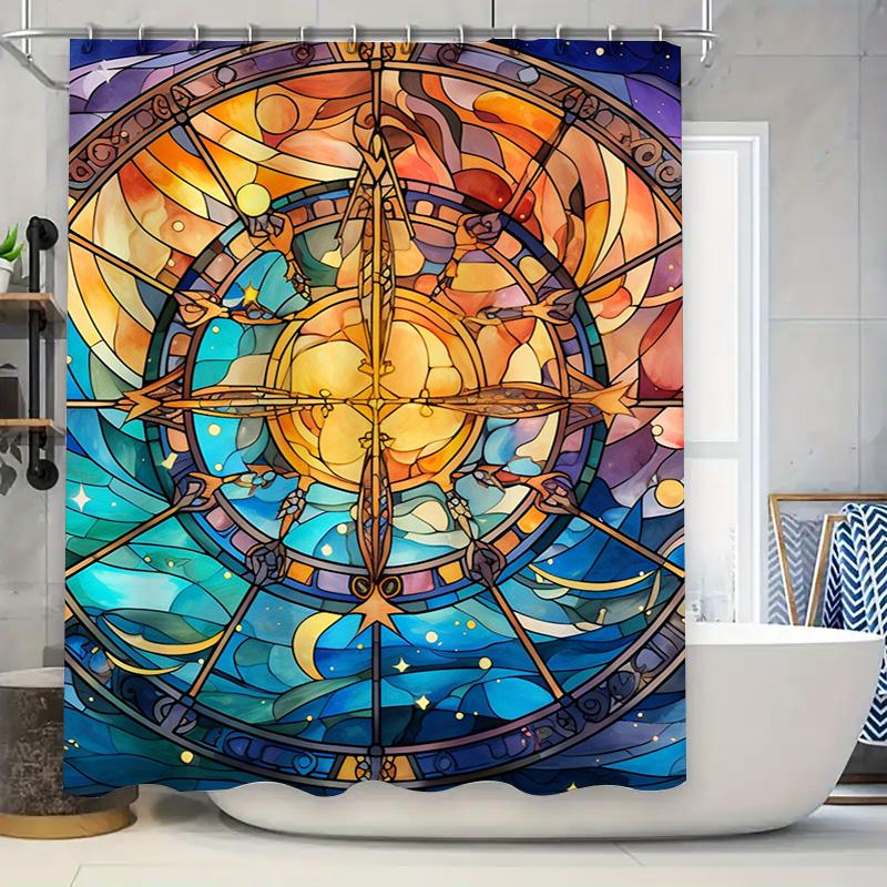 Luxury Stained Glass Shower Curtain With Celestial Design Blue Purple Orange Decorative Fabric Waterproof Bath Mat Set For Bathr W60H190(CM)-1 Pcs
Luxury Stained Glass Shower Curtain With Celestial Design Blue Purple Orange Decorative Fabric Waterproof Bath Mat Set For Bathr W60H190(CM)-1 Pcs