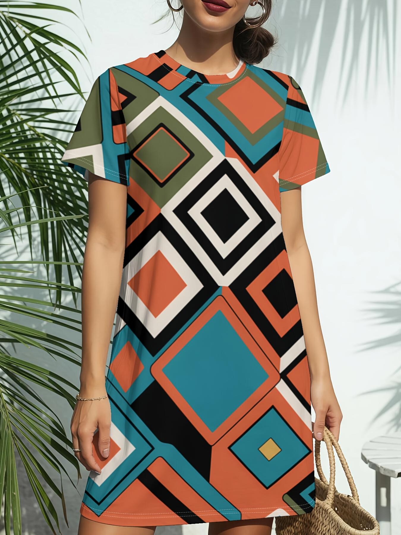 The Bold Geo Mix Women S New Round Neck Short-Sleeve T-Shirt Dress Features American Fashion Trends with Digital Prints. Perfect for Casual Wear in Sp 9XL дубильна кора
The Bold Geo Mix Women S New Round Neck Short-Sleeve T-Shirt Dress Features American Fashion Trends with Digital Prints. Perfect for Casual Wear in Sp 9XL дубильна кора