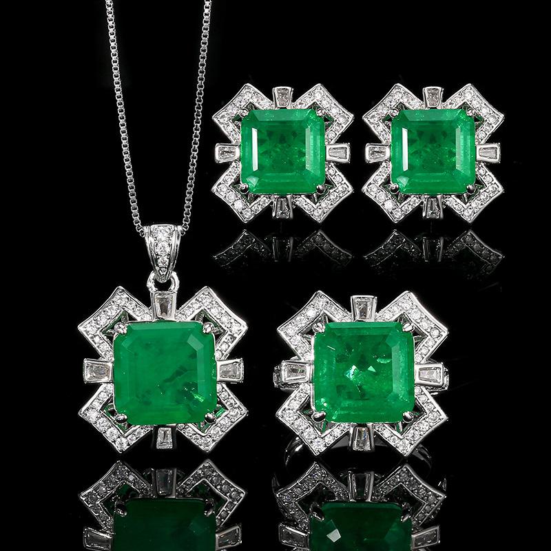 Luxury Emerald Jewelry Adjustable Ring Necklace Earrings with Square Emeralds Accents Elegant Geometric Design for Women Vintage One size
Luxury Emerald Jewelry Adjustable Ring Necklace Earrings with Square Emeralds Accents Elegant Geometric Design for Women Vintage One size