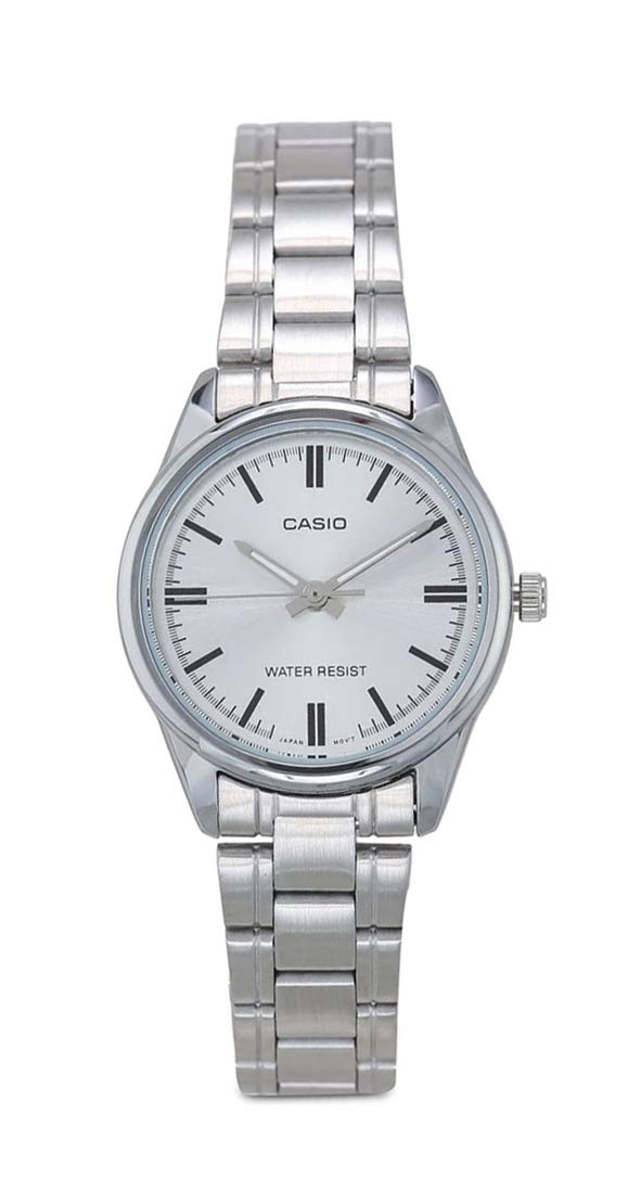 Casio Standard Stainless Steel Silver Dial Analog Bracelet LTP-V005D-7A Women s 3-Hand Watch,
Casio Standard Stainless Steel Silver Dial Analog Bracelet LTP-V005D-7A Women s 3-Hand Watch,