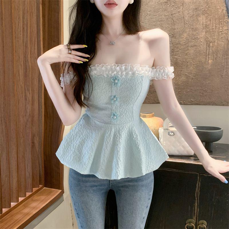 Korean Chic One-Shoulder Camisole: Summer Puffy Elegant Slim-Fit Top for Women Small синий
Korean Chic One-Shoulder Camisole: Summer Puffy Elegant Slim-Fit Top for Women Small синий