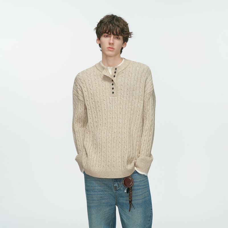 Dream Made Old Money Style Retro Fake Two-Piece Henry Collar Sweater for Men, Autumn Lazy Knit Twist Pattern Knitwear Oatmeal color XL
Dream Made Old Money Style Retro Fake Two-Piece Henry Collar Sweater for Men, Autumn Lazy Knit Twist Pattern Knitwear Oatmeal color XL