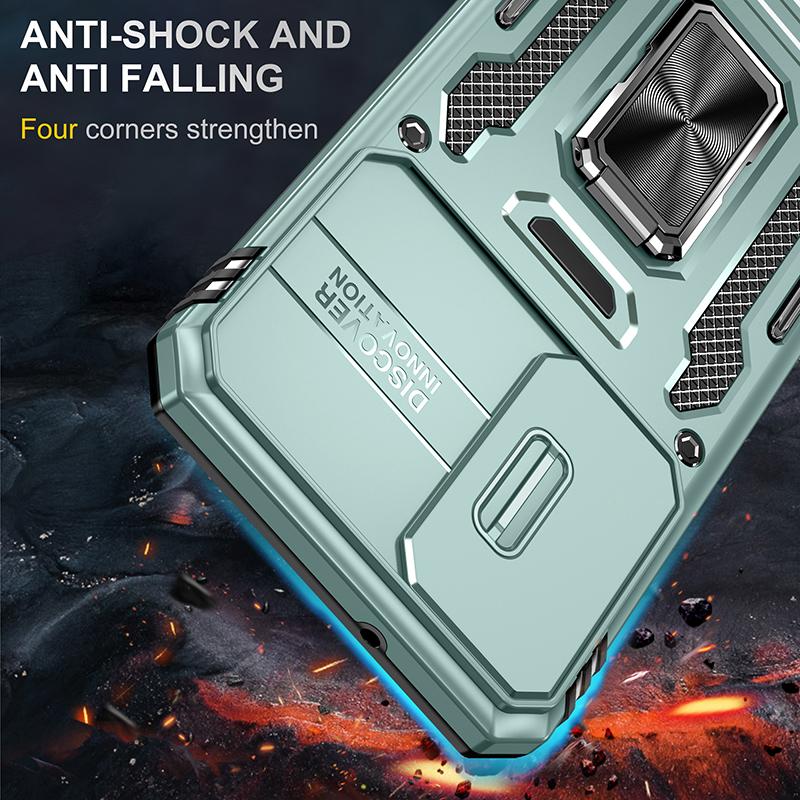 Armor Series for Samsung Galaxy S23 Kickstand Shock-absorbing PC+TPU Hybrid Cover Protective Phone Case with Slide Camera Protector Green
Armor Series for Samsung Galaxy S23 Kickstand Shock-absorbing PC+TPU Hybrid Cover Protective Phone Case with Slide Camera Protector Green