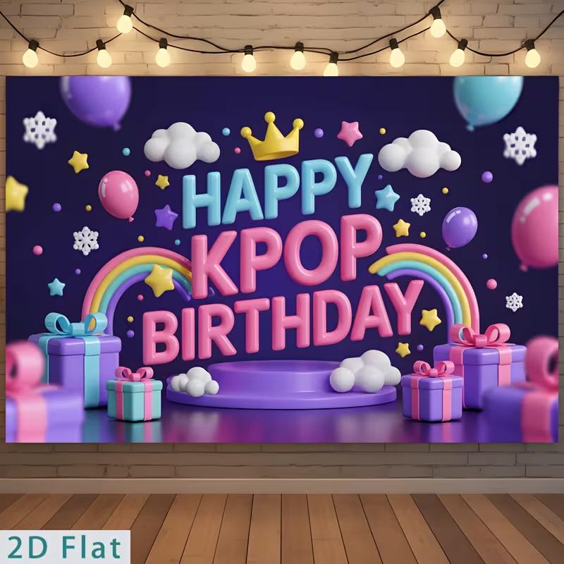 2D Happy Kpop Birthday Celebration Background, Rainbow & Gift Decor 47.2x31.5inch/120*80cm
2D Happy Kpop Birthday Celebration Background, Rainbow & Gift Decor 47.2x31.5inch/120*80cm
